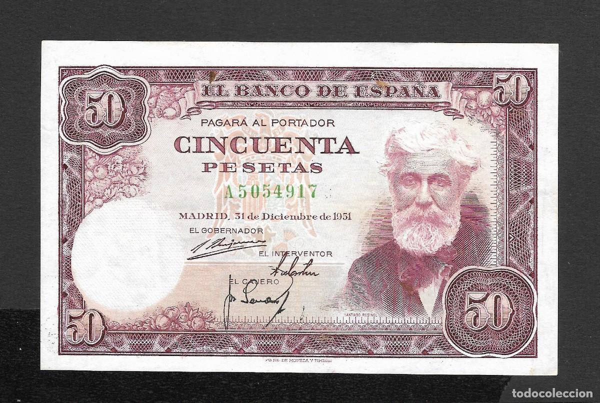 Billetes espa&ntilde;oles: 50 PESETAS 1951 SERIE A EBC