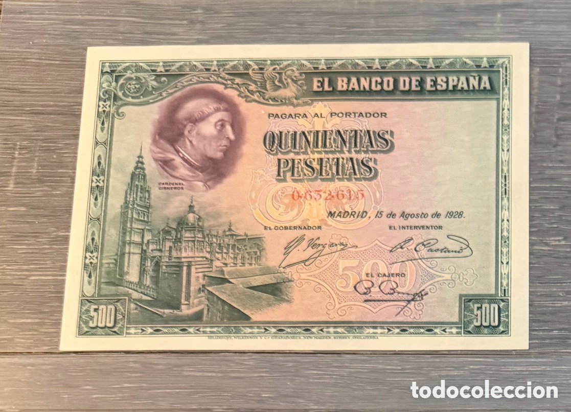 Billetes espa&ntilde;oles: Spain banco Espa&ntilde;a 500 pesetas 1928 escaso