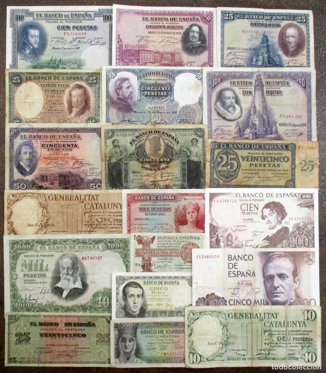 Billetes espa&ntilde;oles: BILLETES ESPA&Ntilde;OLES DE ALFONSO XIII, REPUBLICA, GENERALI TAT,ESTADO ESPA&Ntilde;OL, JUAN CARLOS I LOTE 2327