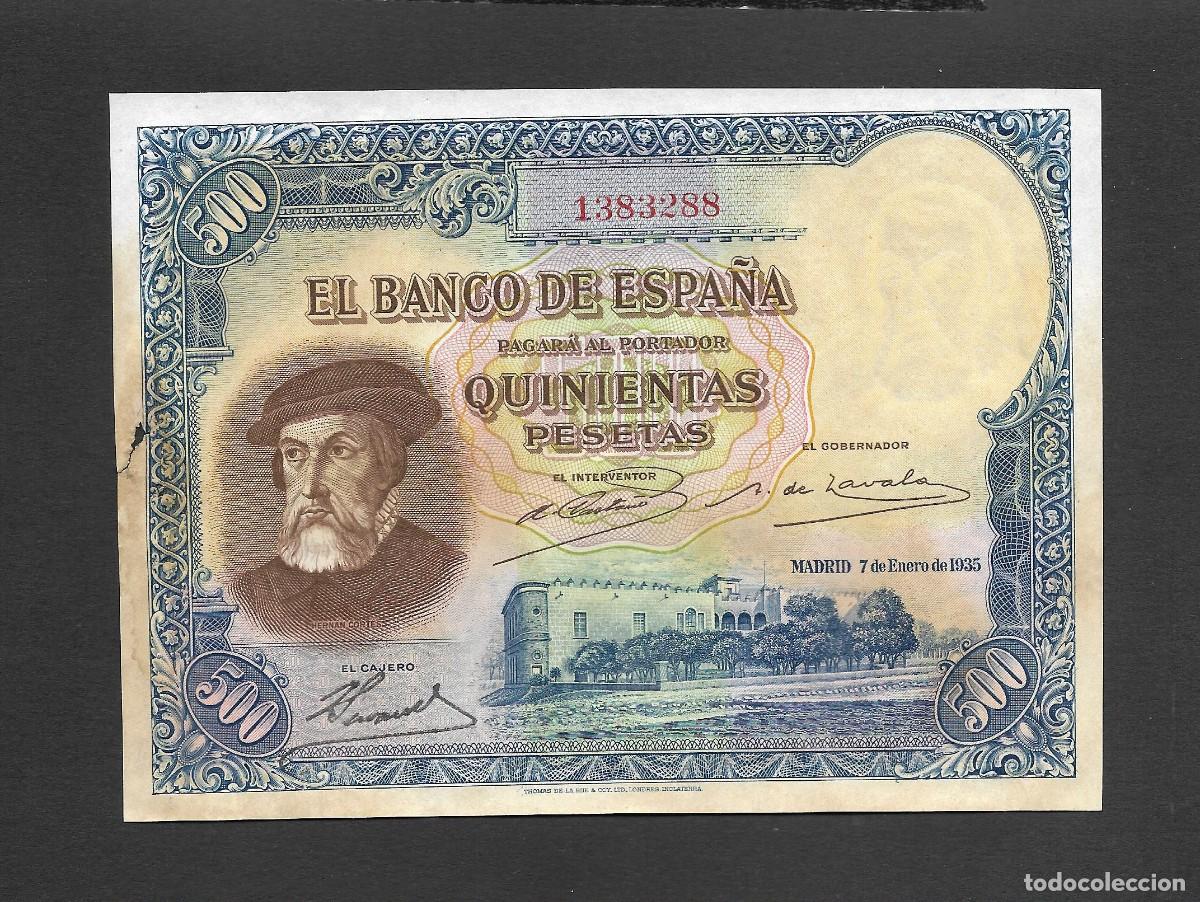 Billetes espa&ntilde;oles: 500 PESETAS 1935 SIN SERIE EBC
