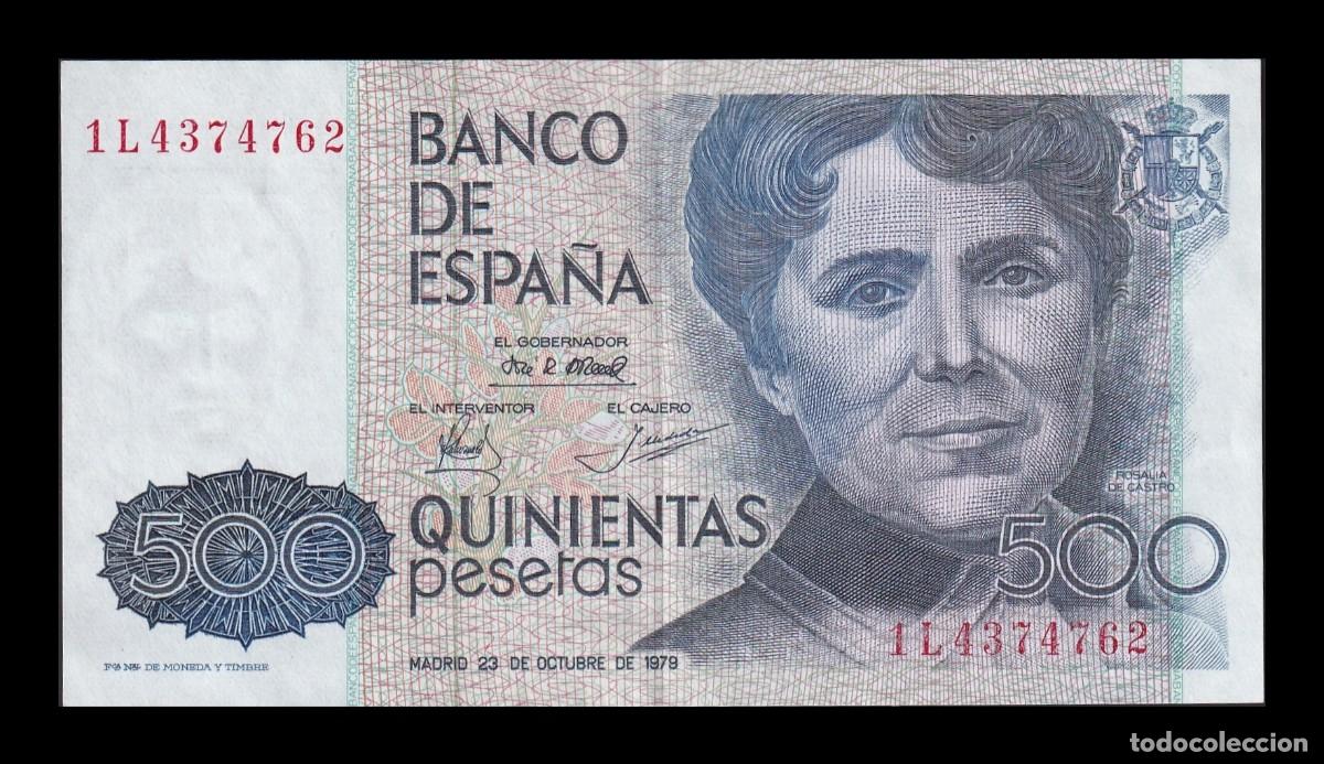 Billetes espa&ntilde;oles: Espa&ntilde;a 500 Pesetas Rosal&iacute;a de Castro 1979 Pick 157 Serie 1L Mbc/Ebc Vf/Xf