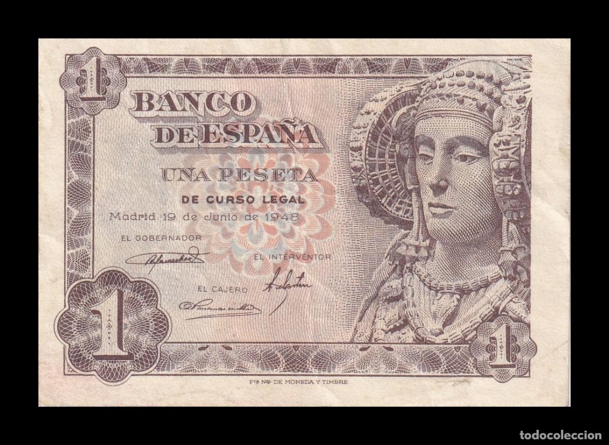 Billetes espa&ntilde;oles: Espa&ntilde;a 1 Peseta Dama de Elche 1948 Pick 135 Serie &Ntilde; Mbc/Ebc Vf/Xf