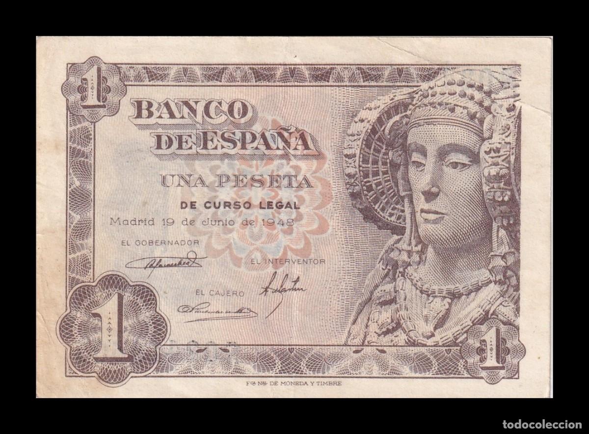 Billetes espa&ntilde;oles: Espa&ntilde;a 1 Peseta Dama de Elche 1948 Pick 135 Serie F Mbc/Ebc Vf/Xf
