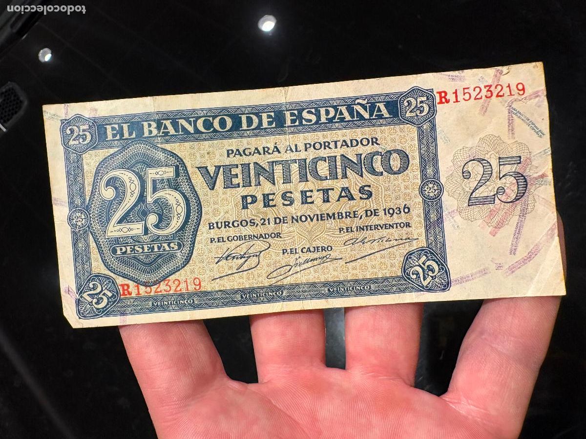 Billetes espa&ntilde;oles: 25 pesetas burgos 1936 billete raro