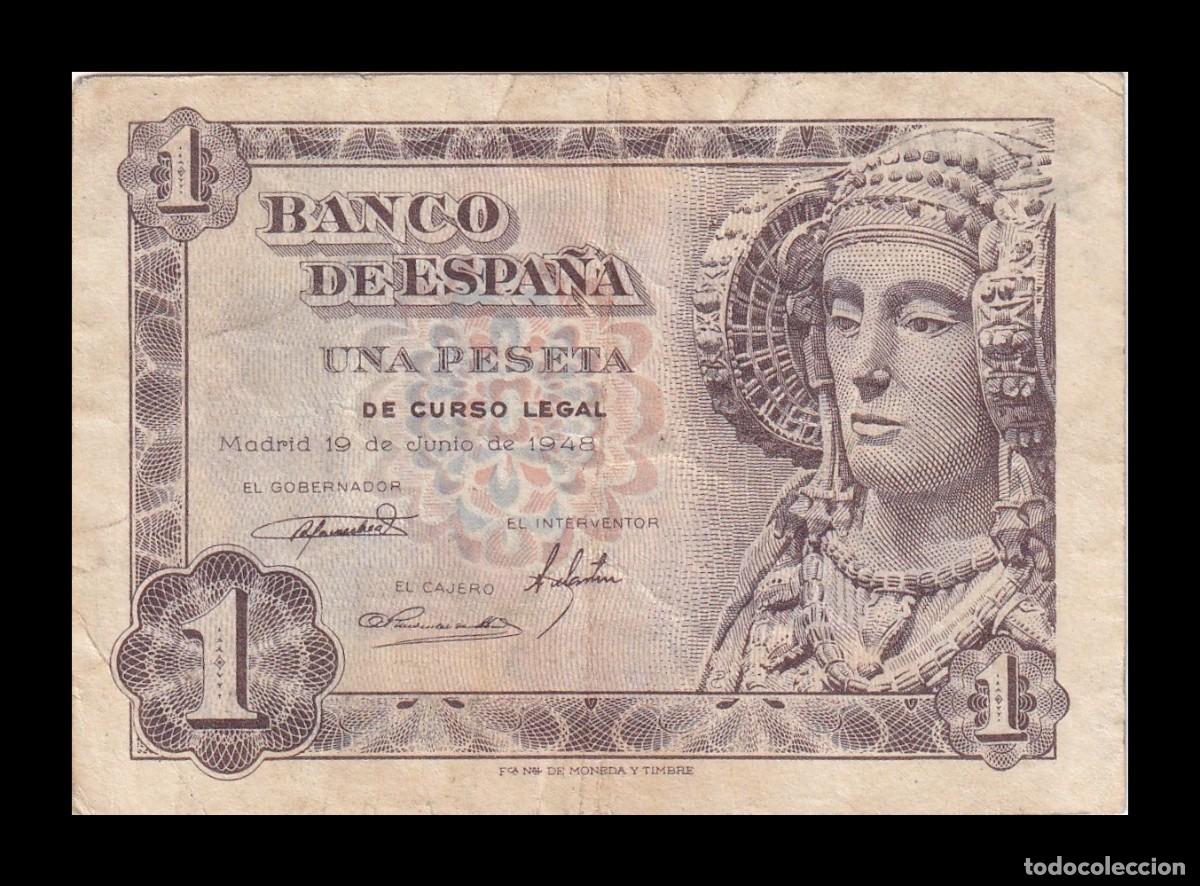 Billetes espa&ntilde;oles: Espa&ntilde;a 1 Peseta Dama de Elche 1948 Pick 135 Serie &Ntilde; Mbc/Ebc Vf/Xf