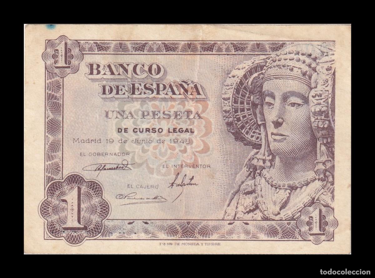 Billetes espa&ntilde;oles: Espa&ntilde;a 1 Peseta Dama de Elche 1948 Pick 135 Serie &Ntilde; Mbc/Ebc Vf/Xf
