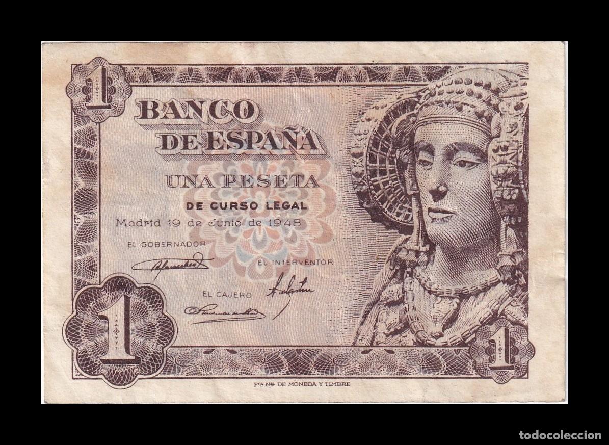 Billetes espa&ntilde;oles: Espa&ntilde;a 1 Peseta Dama de Elche 1948 Pick 135 Serie &Ntilde; Mbc/Ebc Vf/Xf