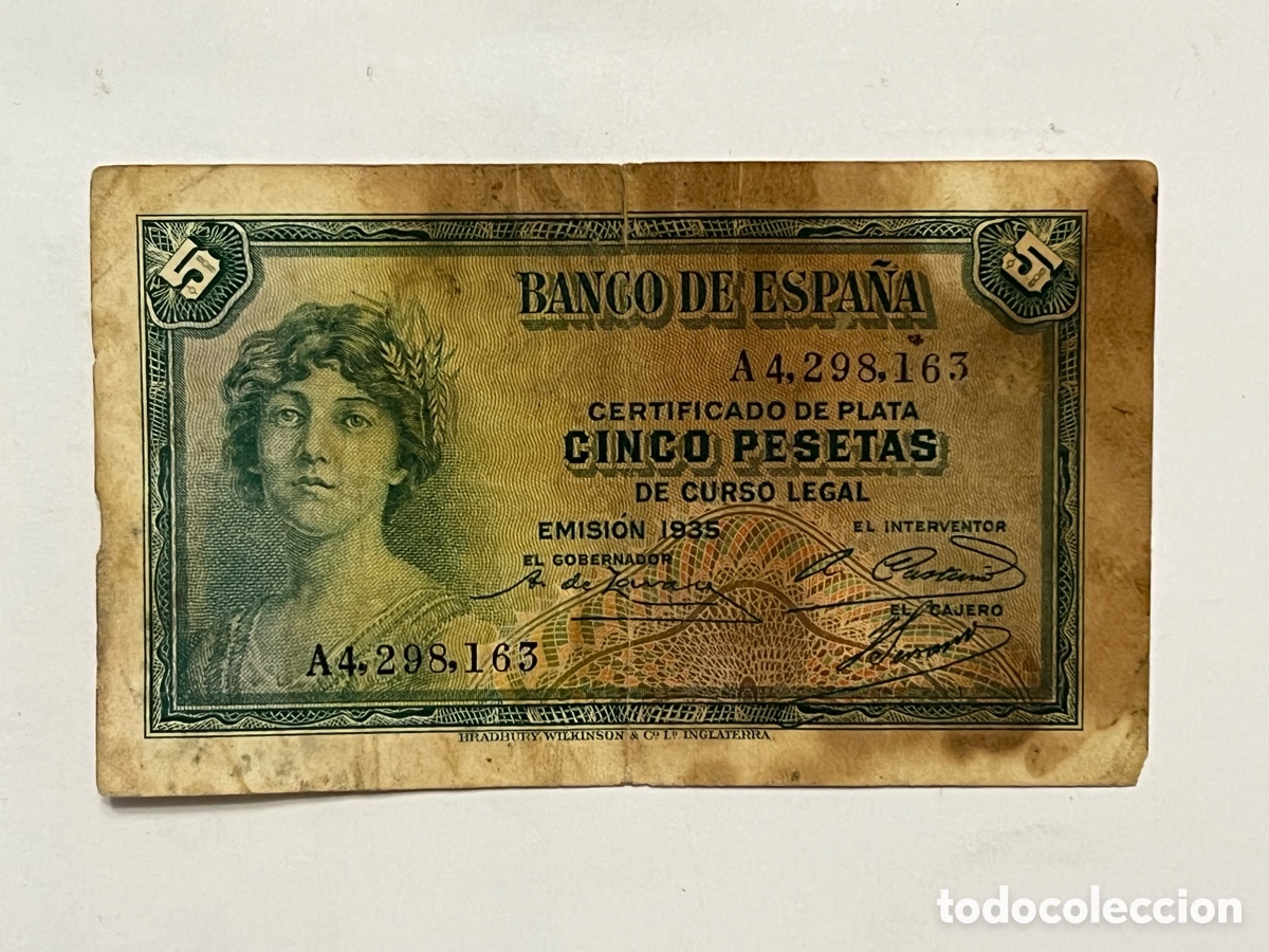 Billets espagnols: BILLETE 5 PESETAS CERTIFICADO DE PLATA 1935 SERIE A4