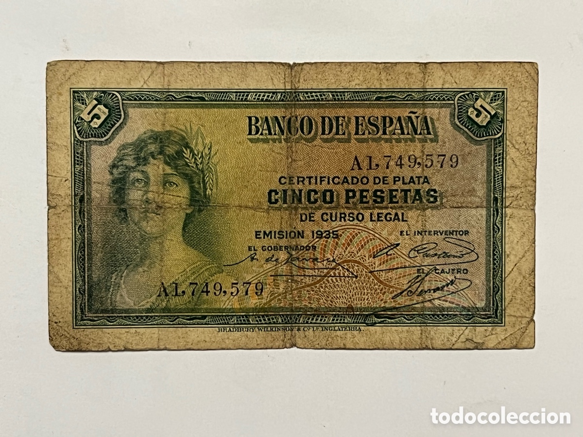 Billets espagnols: BILLETE 5 PESETAS CERTIFICADO DE PLATA 1935 SERIE A1