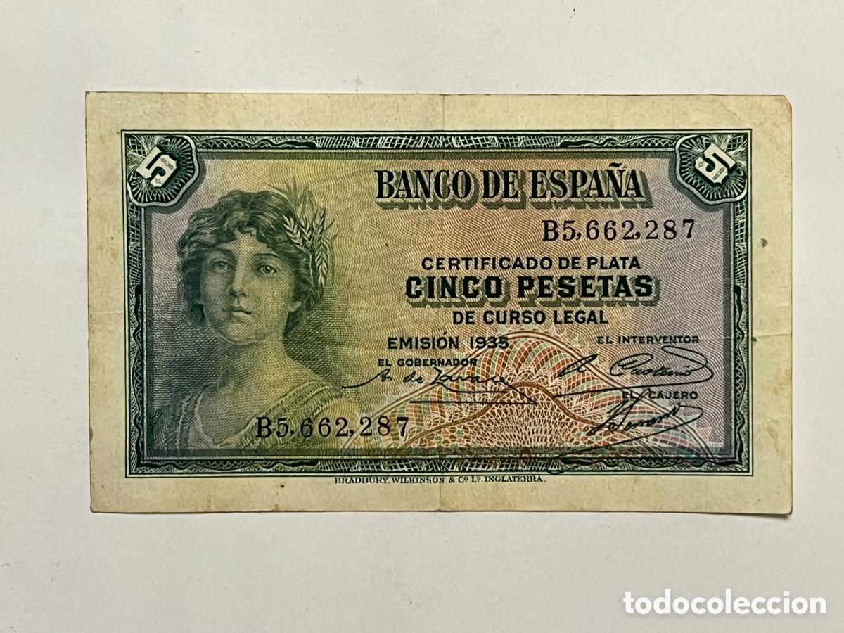 Billets espagnols: BILLETE 5 PESETAS CERTIFICADO DE PLATA 1935 SERIE B5