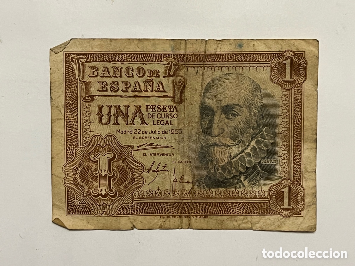 Billets espagnols: Billete de 1 Peseta 1953 Marqu&eacute;s de Santa Cruz Serie 1G