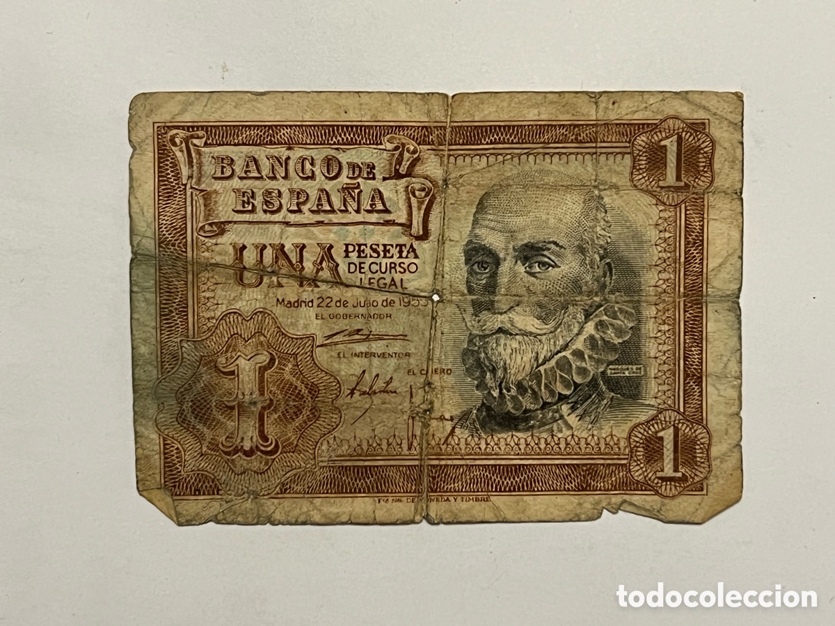 Billets espagnols: Billete de 1 Peseta 1953 Marqu&eacute;s de Santa Cruz Serie 1E