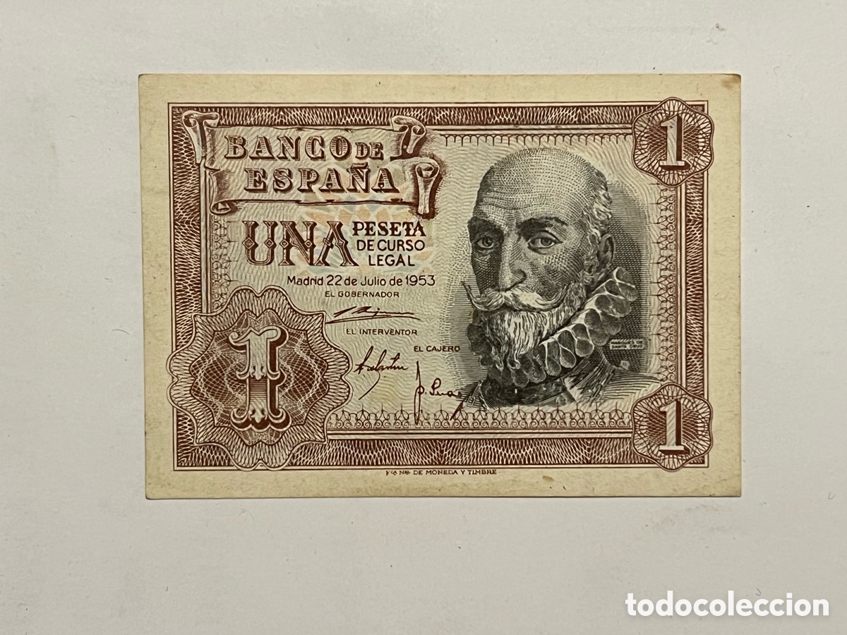 Billets espagnols: Billete de 1 Peseta 1953 Marqu&eacute;s de Santa Cruz Serie 1 F