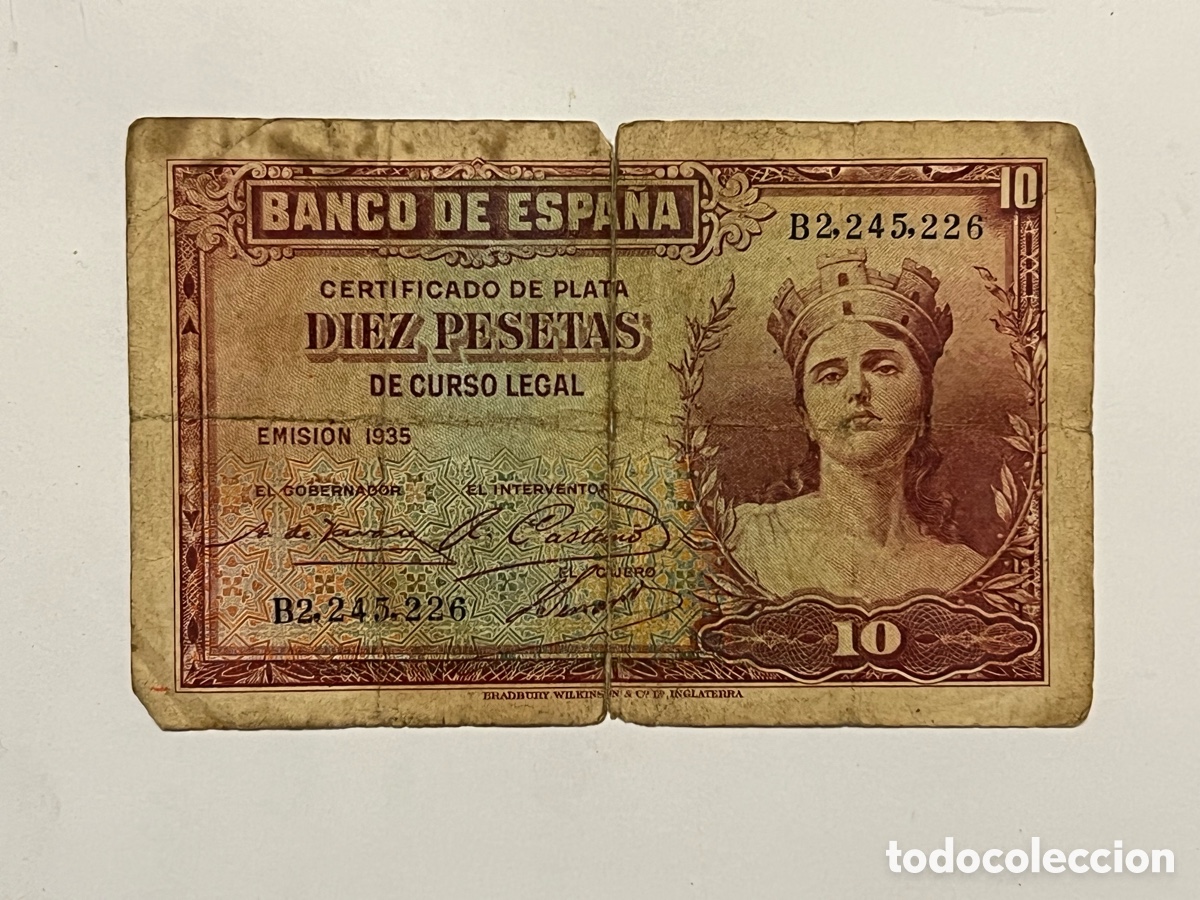 Billets espagnols: BILLETE 10 DIEZ PESETAS BANCO ESPA&Ntilde;A 1935 SERIE B
