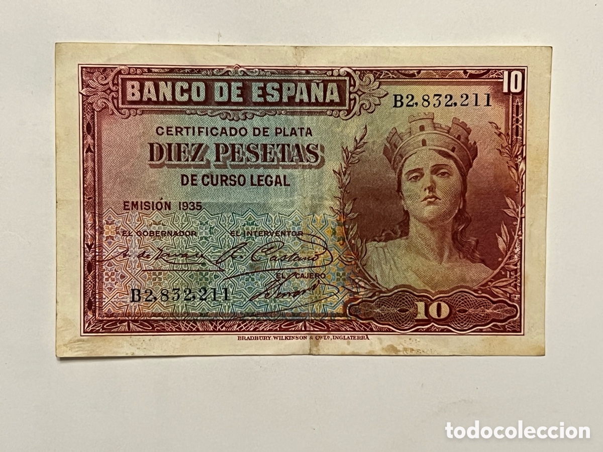 Billets espagnols: BILLETE 10 DIEZ PESETAS BANCO ESPA&Ntilde;A 1935 SERIE B