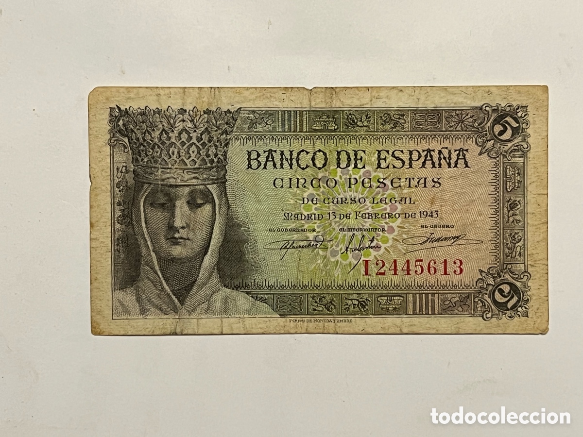 Billetes espa&ntilde;oles: BILLETE: 5 PESETAS 1941 BANCO DE ESPA&Ntilde;A - SERIE I
