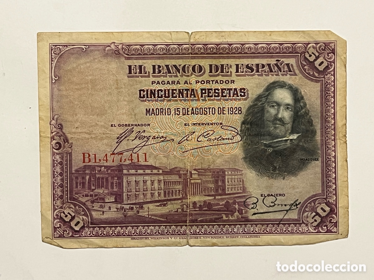 Billets espagnols: BILLETE DE 50 PESETAS DE VELAZQUEZ. LAS LANZAS.. Banco de Espa&ntilde;a (a.1928)
