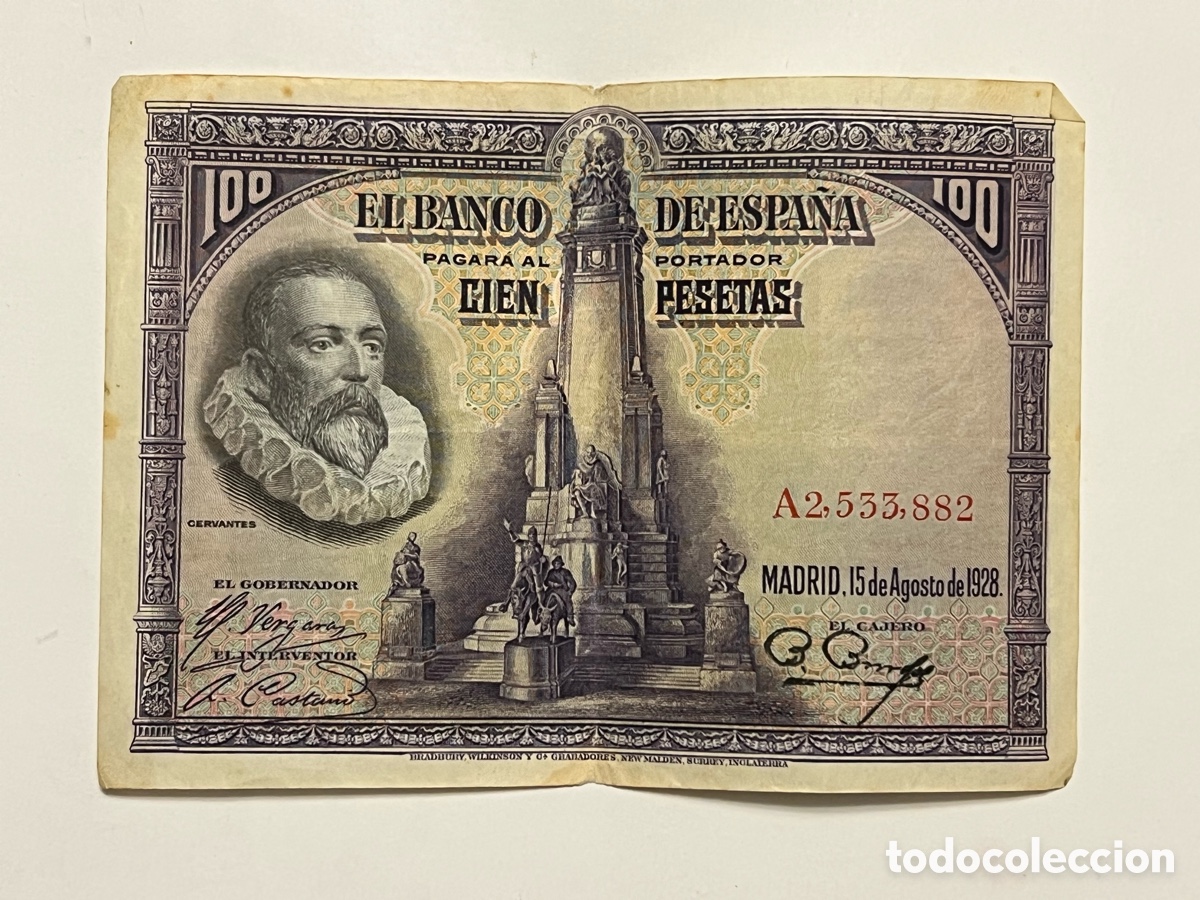 Billets espagnols: BILLETE DE ESPA&Ntilde;A DE 100 PESETAS DE 1928 , CERVANTES