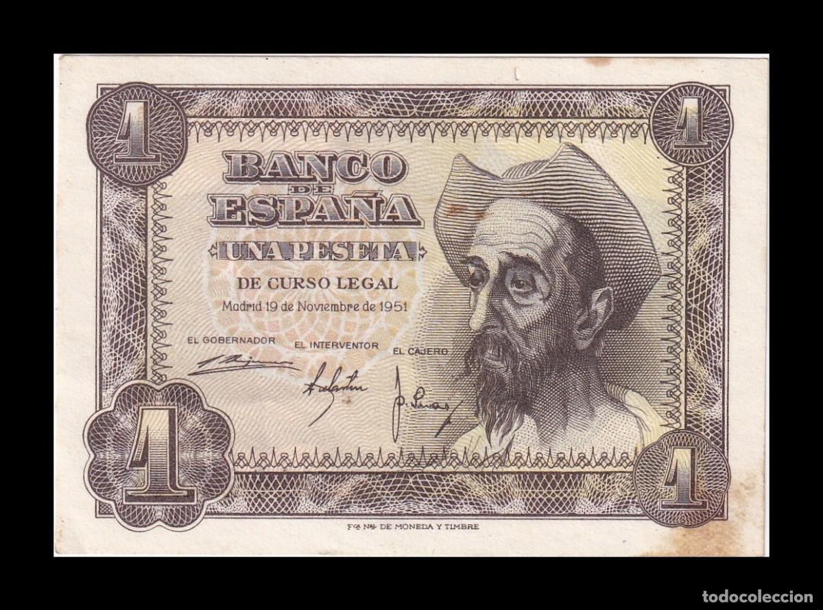 Billetes espa&ntilde;oles: Espa&ntilde;a 1 Peseta Don Quijote de la Mancha 1951 Pick 139 Serie S Mbc/Ebc Vf/Xf