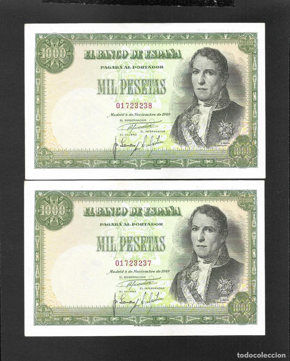 Banconote spagnole: PAREJA CORRELATIVA 1000 PESETAS 1949 SIN SERIE EBC+