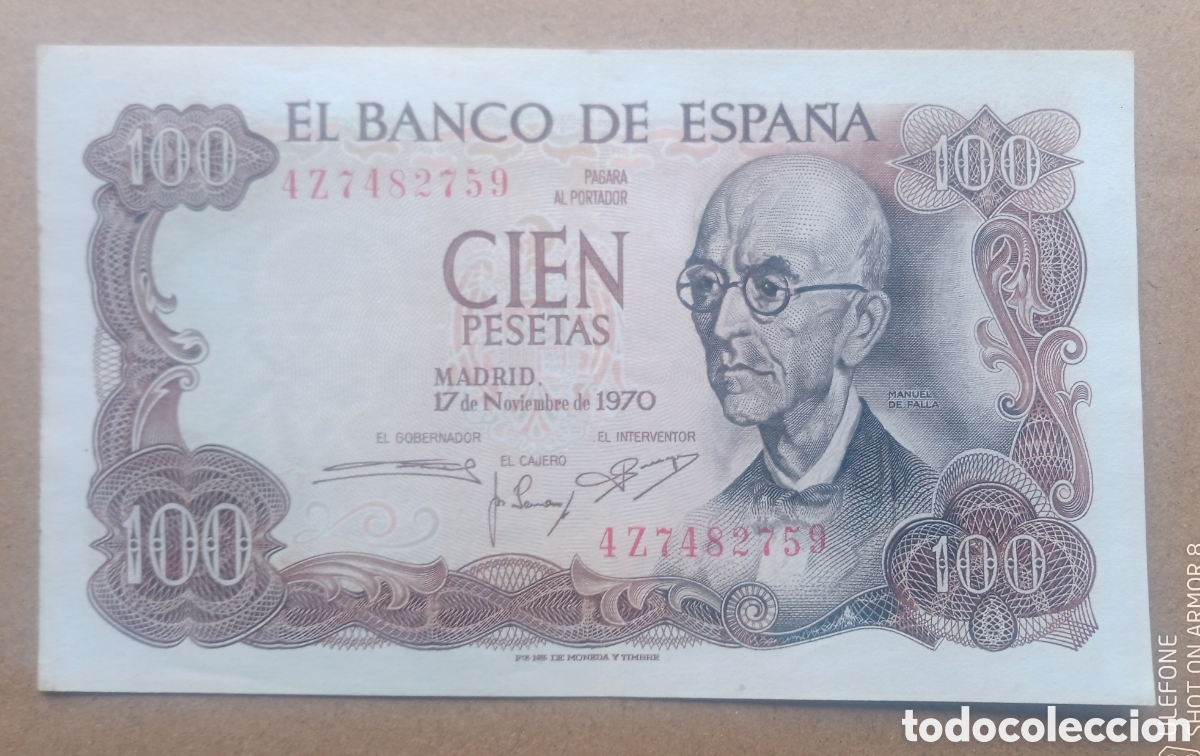 Billetes espa&ntilde;oles: 100 Pesetas 1970 - 4Z7482759 Mbc
