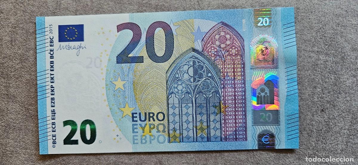 Billetes espa&ntilde;oles: 20 euros, 3 firma Draghi, plancha V004, VA de Espa&ntilde;a, sc/plancha