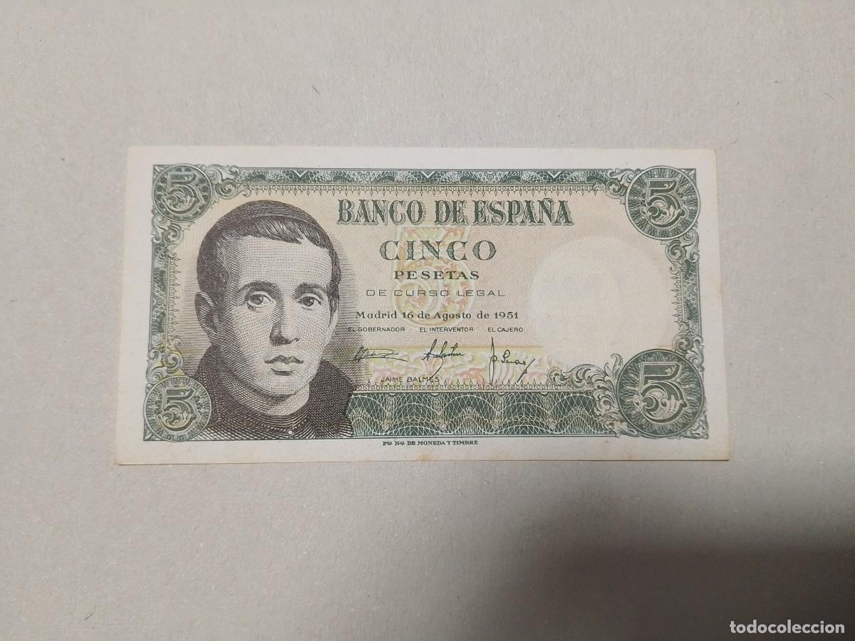 Billetes espa&ntilde;oles: 5 pesetas 1951, sin circular