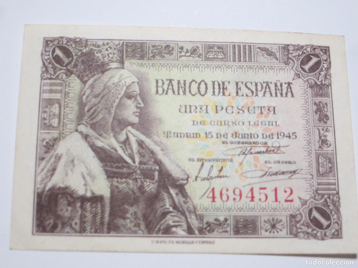 Spanische Banknoten: 1 PESETA DE 1945 SIN SERIE-512 (ESTADO ESPA&Ntilde;OL- FRANCO) RARA