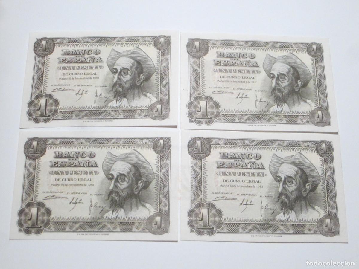 Billets espagnols: 1 PESETA DE 1951 (4 CORRELATIVOS) SERIE G-857/858/859/860 (ESTADO ESPA&Ntilde;OL- FRANCO)