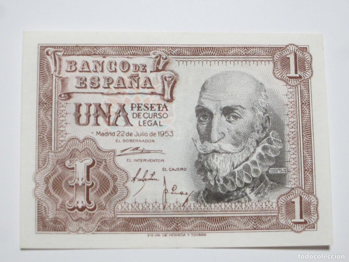 Notas espanholas: 1 PESETA DE 1953 SERIE A-447 (ESTADO ESPA&Ntilde;OL- FRANCO) ESCASA SERIE