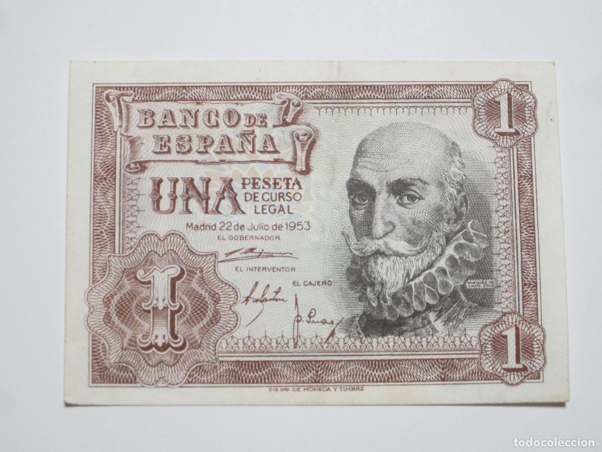 Billetes espa&ntilde;oles: 1 PESETA DE 1953 SERIE A-802 (ESTADO ESPA&Ntilde;OL- FRANCO) ESCASA SERIE
