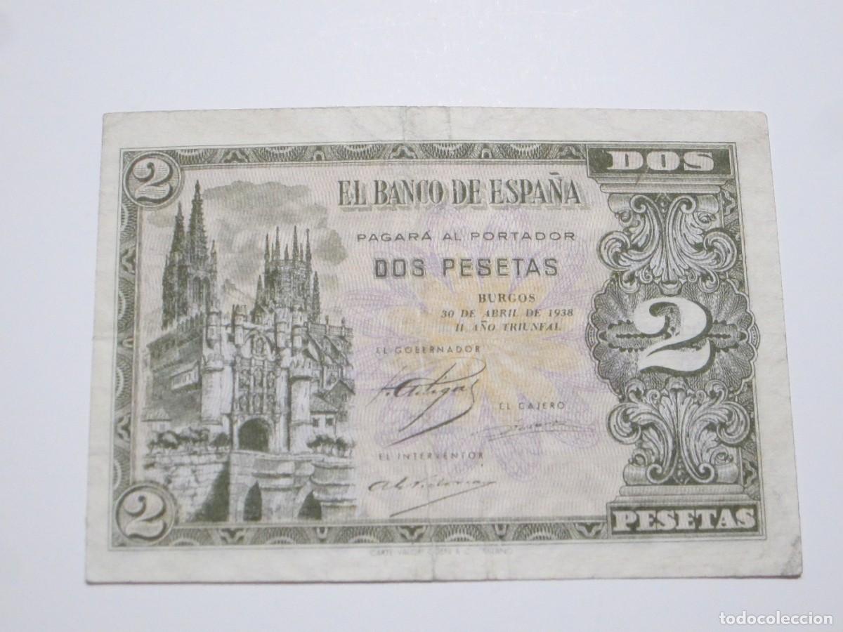 Notas espanholas: 2 PESETAS DE 1938 SERIE I-420 (ESTADO ESPA&Ntilde;OL- FRANCO)