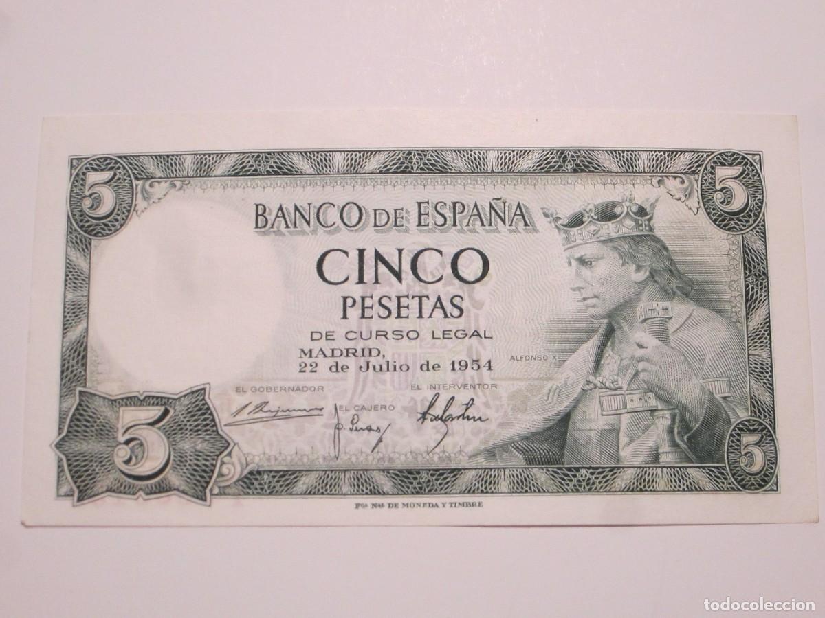 Notas espanholas: 5 PESETAS DE 1954 SERIE F-132 (ESTADO ESPA&Ntilde;OL-FRANCO)