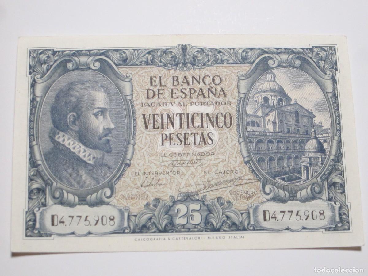 Billetes espa&ntilde;oles: 25 PESETAS DE 1940 SERIE D-908 (ESTADO ESPA&Ntilde;OL-FRANCO) RARO ASI.