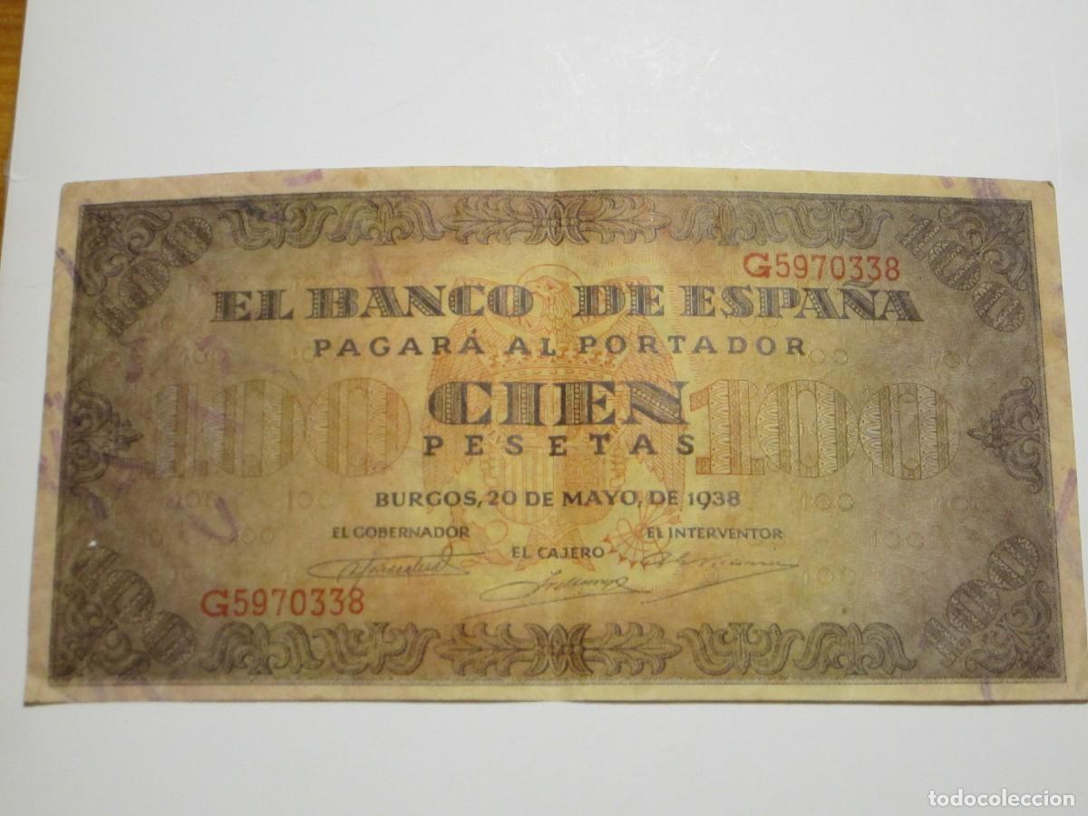 Billets espagnols: 100 PESETAS DE 1938 SERIE G-338 (ESTADO ESPA&Ntilde;OL-FRANCO)