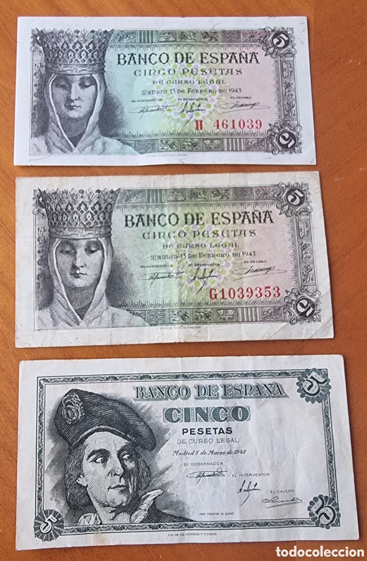 Billetes espa&ntilde;oles: Lote tres billetes espa&ntilde;oles originales ved fotos
