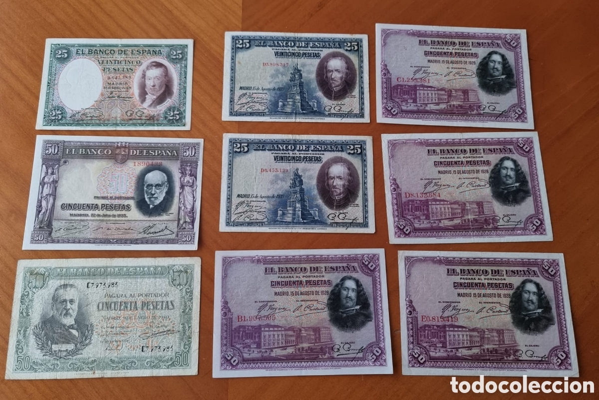 Billetes espa&ntilde;oles: Lote de billetes originales ved fotos buen lote Banco de Espa&ntilde;a