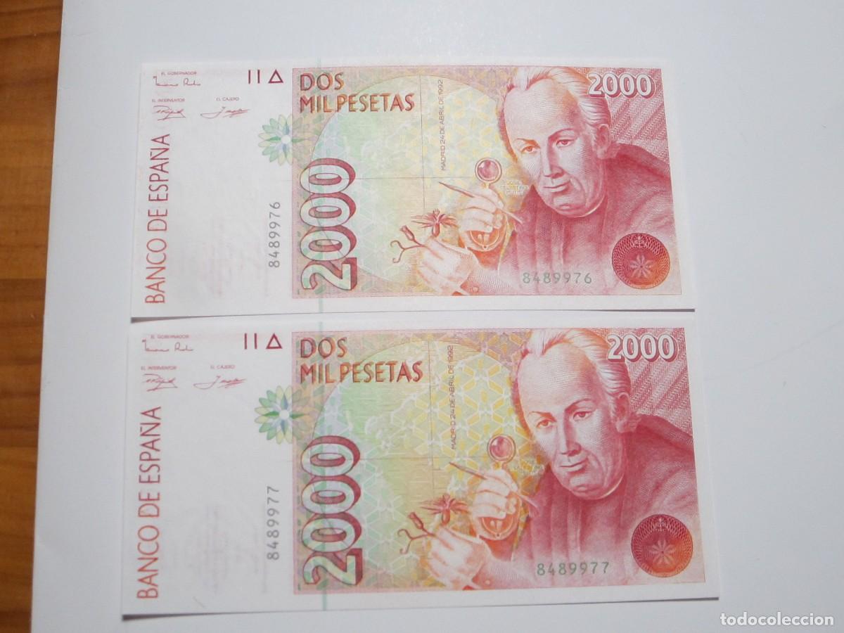 Billets espagnols: 2000 PESETAS DE 1992 PAREJA CORRELATIVA SIN SERIE-976/977 PRIMERA EMISION