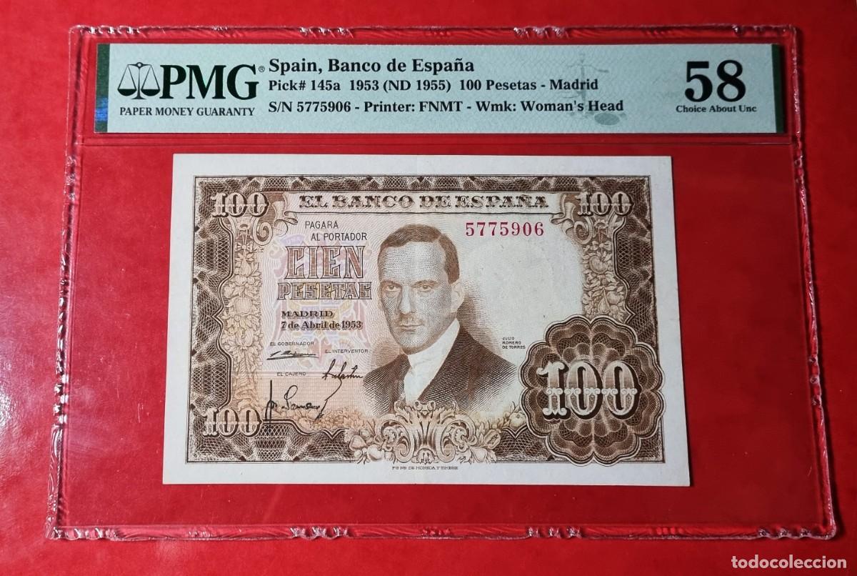 Billets espagnols: SIN SERIE **** PMG 58 | SOLO ACEPTO PAYPAL| BILLETE 100 PESETAS 1953 LEER DESCRIPCION