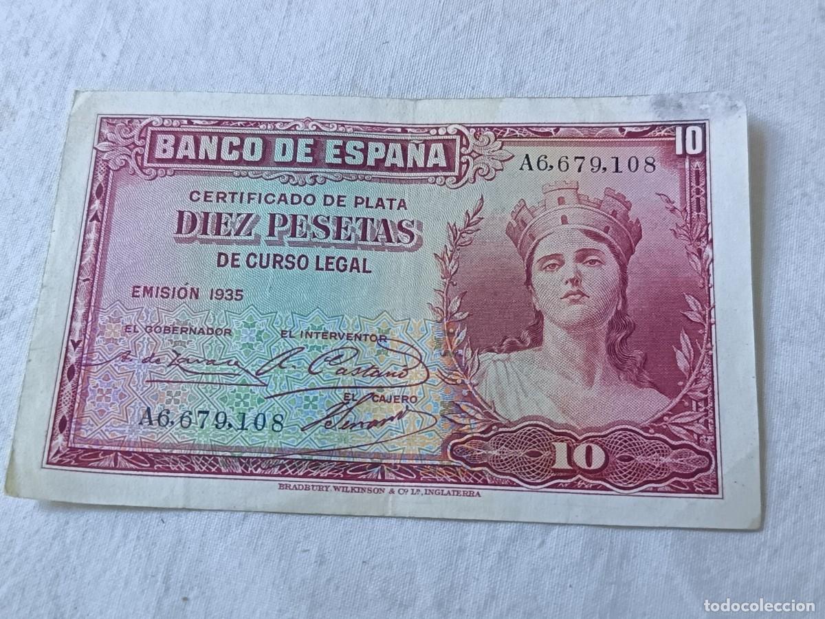 Billetes espa&ntilde;oles: Antiguo Billete Espa&ntilde;ol, 10 pesetas, 1935