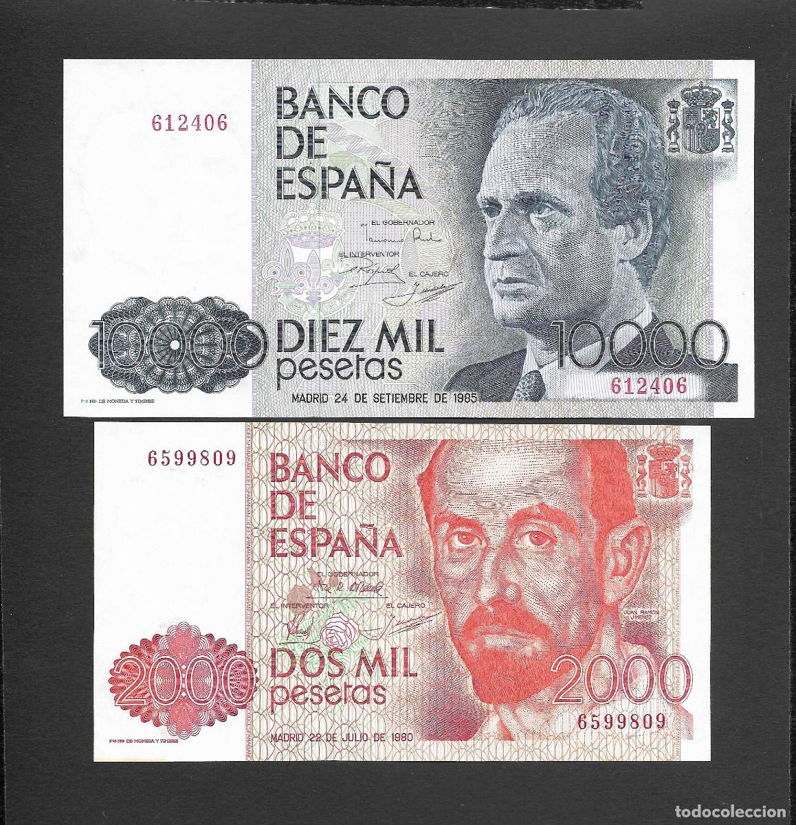 Billetes espa&ntilde;oles: 2 BILLETES 2000 Y 10000 PESETAS 1980-1985 SIN SERIE S/C