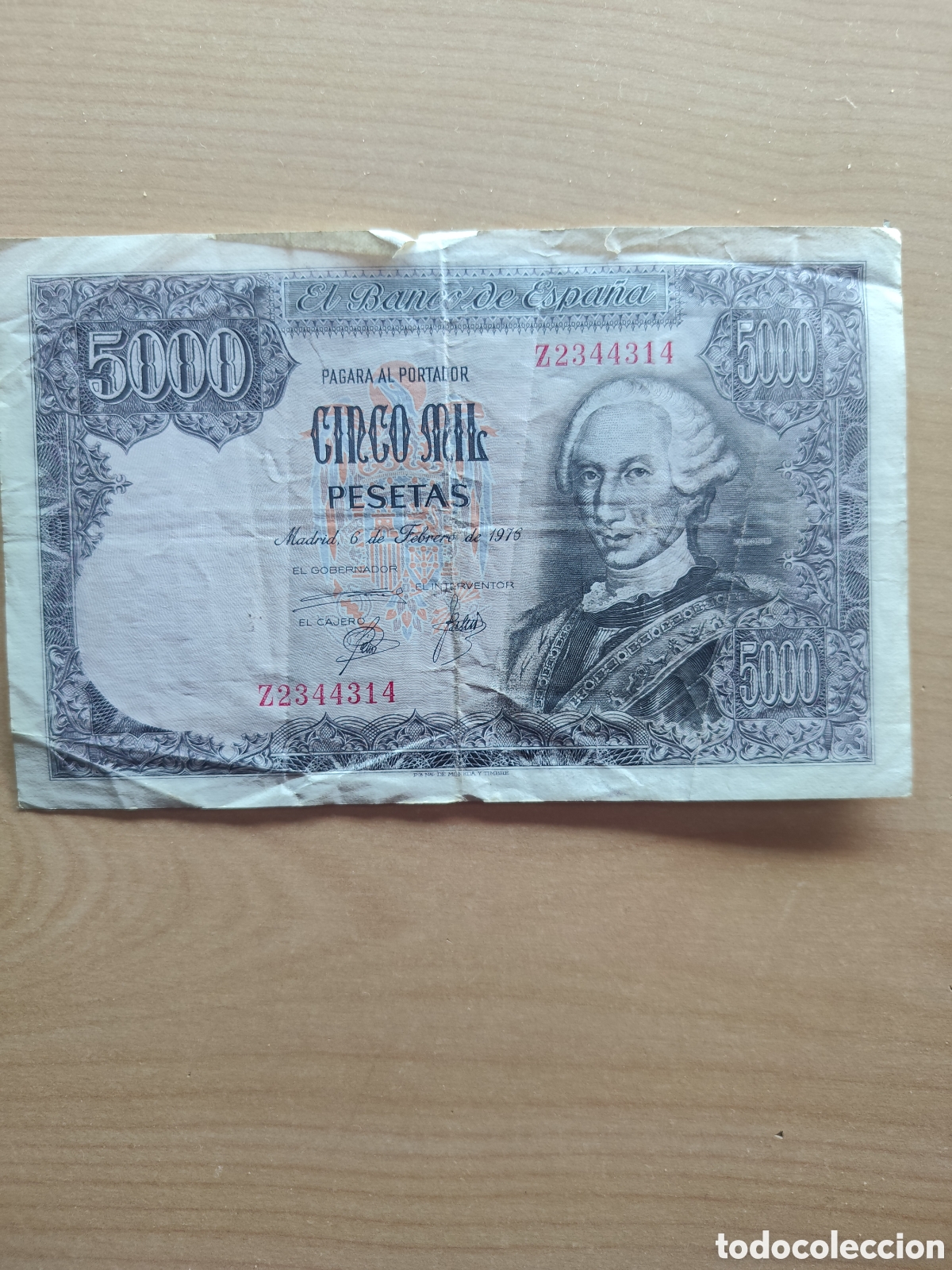 Billetes espa&ntilde;oles: Billete 5000 pesetas 1976