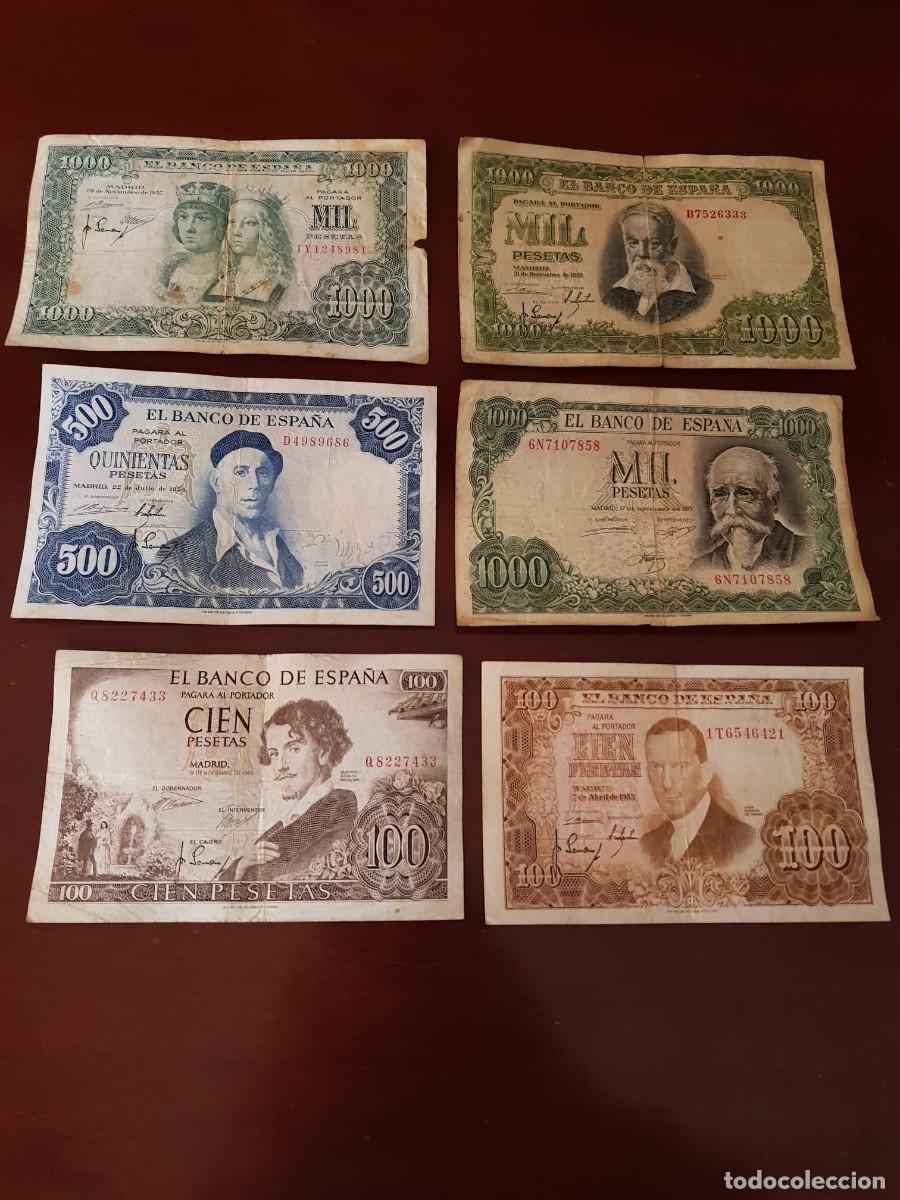 Billetes espa&ntilde;oles: ESPA&Ntilde;A-LOTE DE 6 BILLETES-100 PESETAS 1953/1965-500 PESETAS/1954-1000 PESETAS/1951/1957/1971