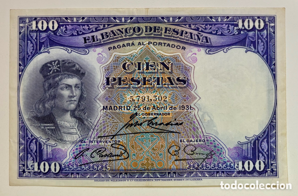 Billetes espa&ntilde;oles: Billete 100 Pesetas 1931. Rep&uacute;blica MBC