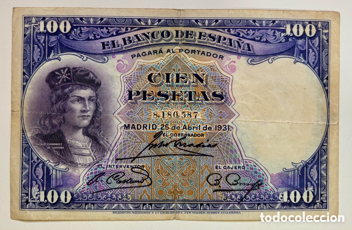 Billetes espa&ntilde;oles: Billete 100 Pesetas 1931. Republica