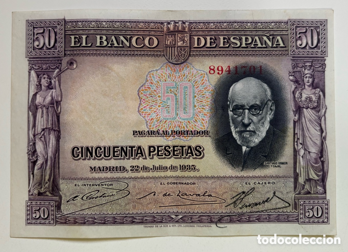Billetes espa&ntilde;oles: Billete 50 Pesetas 1935. Republica MBC