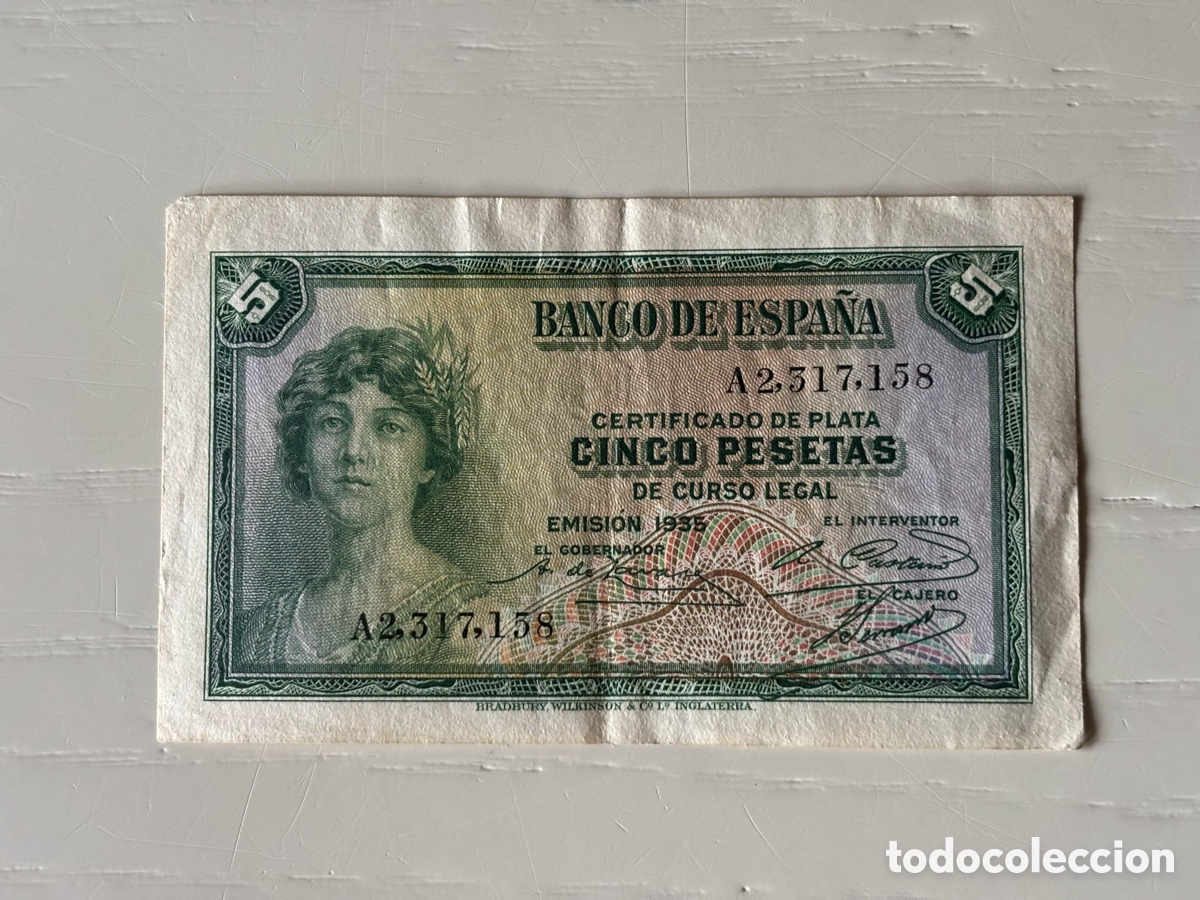 Billetes espa&ntilde;oles: Billete CINCO pesetas 1935