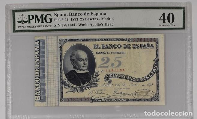 Billetes espa&ntilde;oles: ESPA&Ntilde;A * BILLETE 25 PESETAS 1893 * PMG-40 (IC-1646)