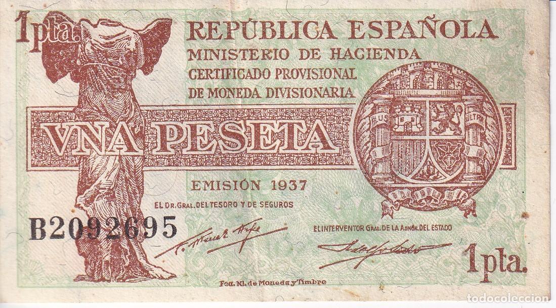 Billets espagnols: BILLETE DE 1 PESETA DEL A&Ntilde;O 1937 SERIE B DE LA REPUBLICA ESPA&Ntilde;OLA