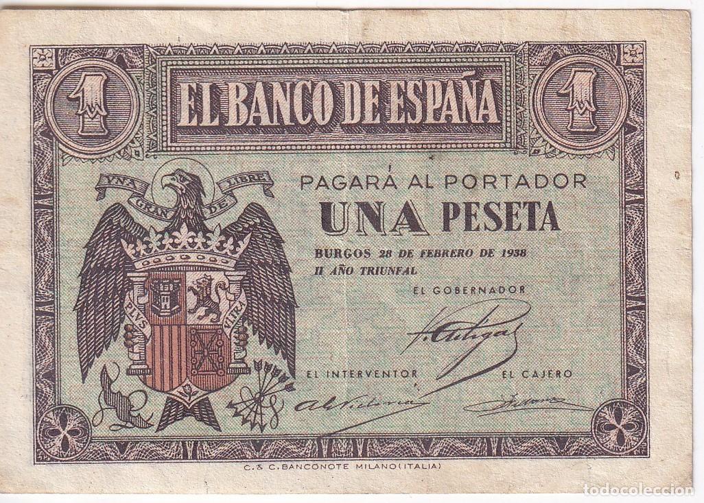 Billets espagnols: BILLETE DE 1 PESETA DE BURGOS DEL 28 DE FEBRERO DEL A&Ntilde;O 1938 SERIE B